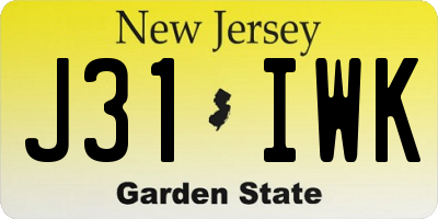 NJ license plate J31IWK
