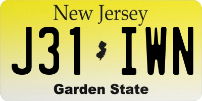 NJ license plate J31IWN