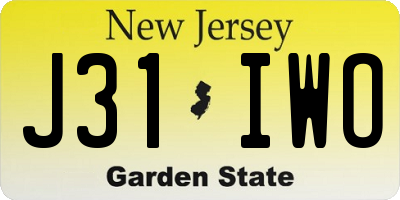 NJ license plate J31IWO
