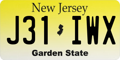 NJ license plate J31IWX