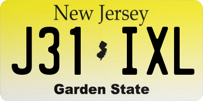 NJ license plate J31IXL