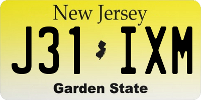 NJ license plate J31IXM