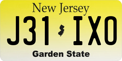 NJ license plate J31IXO