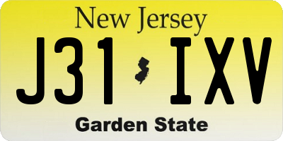 NJ license plate J31IXV