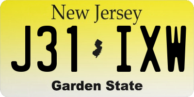 NJ license plate J31IXW