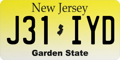 NJ license plate J31IYD
