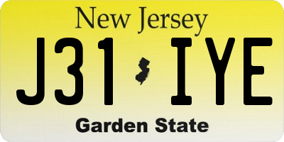 NJ license plate J31IYE