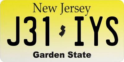 NJ license plate J31IYS