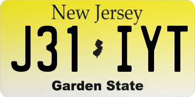 NJ license plate J31IYT
