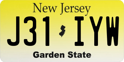 NJ license plate J31IYW