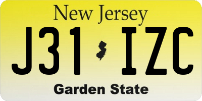 NJ license plate J31IZC