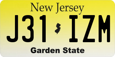 NJ license plate J31IZM