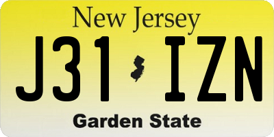 NJ license plate J31IZN