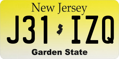 NJ license plate J31IZQ