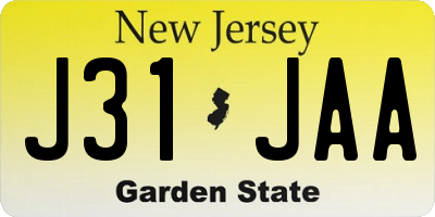 NJ license plate J31JAA