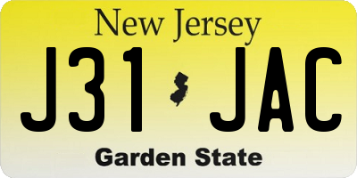 NJ license plate J31JAC