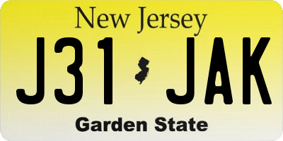 NJ license plate J31JAK