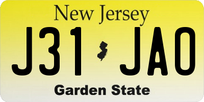 NJ license plate J31JAO