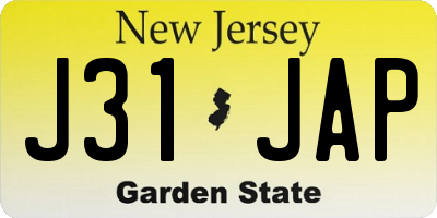NJ license plate J31JAP