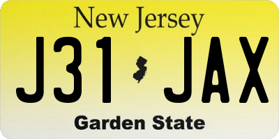NJ license plate J31JAX