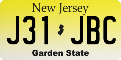 NJ license plate J31JBC