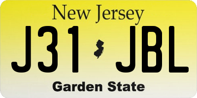 NJ license plate J31JBL