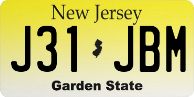 NJ license plate J31JBM