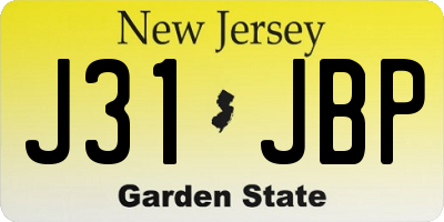 NJ license plate J31JBP