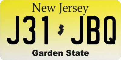 NJ license plate J31JBQ