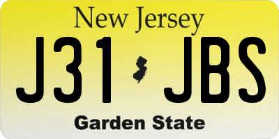 NJ license plate J31JBS