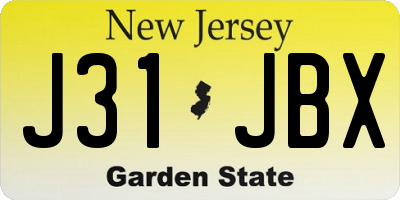 NJ license plate J31JBX