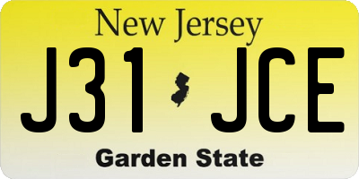 NJ license plate J31JCE
