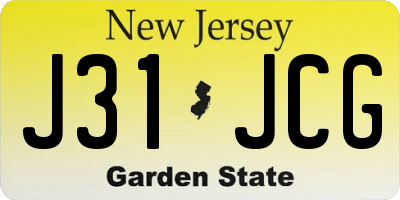 NJ license plate J31JCG
