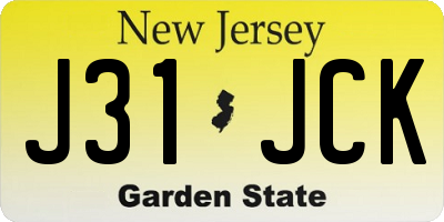 NJ license plate J31JCK