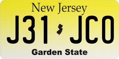 NJ license plate J31JCO