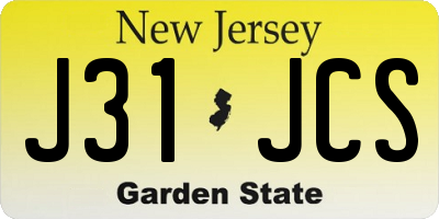 NJ license plate J31JCS