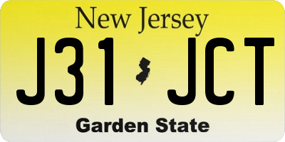 NJ license plate J31JCT