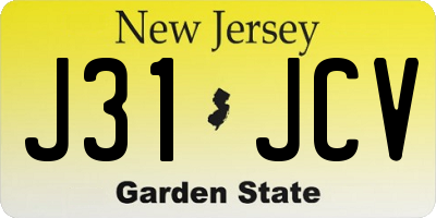 NJ license plate J31JCV