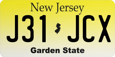 NJ license plate J31JCX