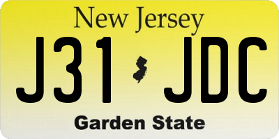 NJ license plate J31JDC