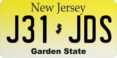 NJ license plate J31JDS
