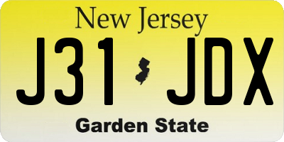NJ license plate J31JDX