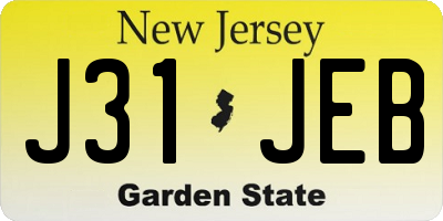 NJ license plate J31JEB