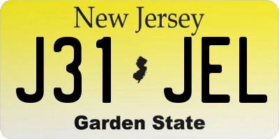 NJ license plate J31JEL