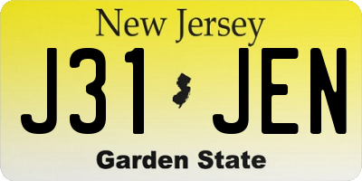 NJ license plate J31JEN