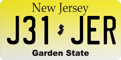NJ license plate J31JER