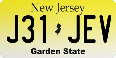 NJ license plate J31JEV