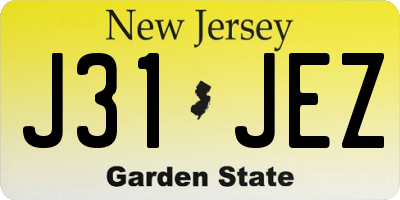 NJ license plate J31JEZ
