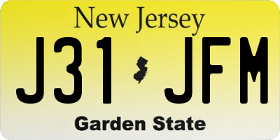 NJ license plate J31JFM