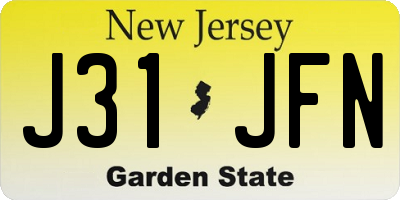 NJ license plate J31JFN
